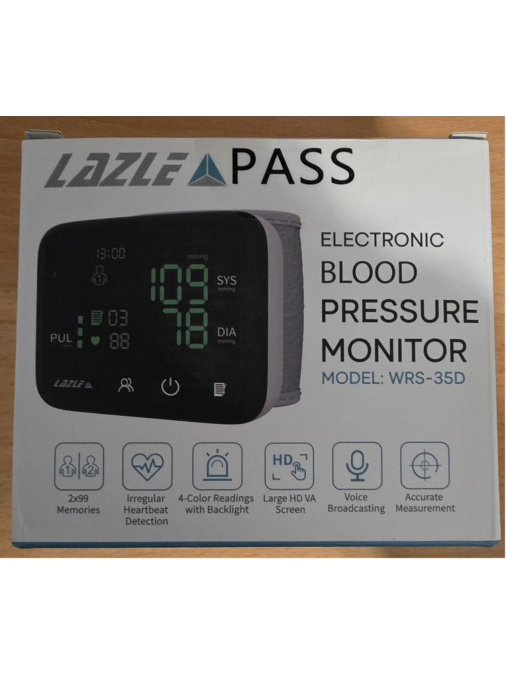 Lazle Electronic Blood Pressure Monitor WRS-35D One Size Black Grey